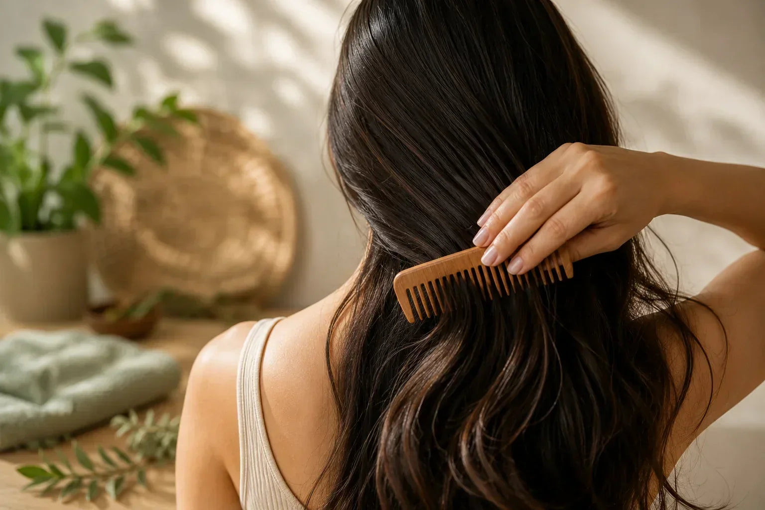 woman with hair and comb