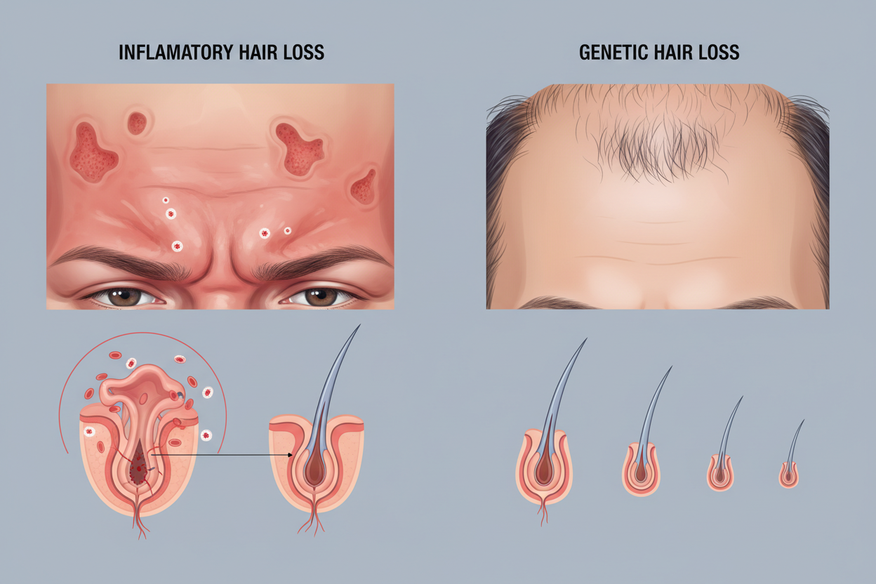 Inflammatory Hair Loss vs Genetic Hair Loss — What’s the Real Difference?