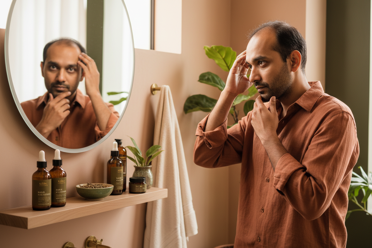 indian male with scanty hair