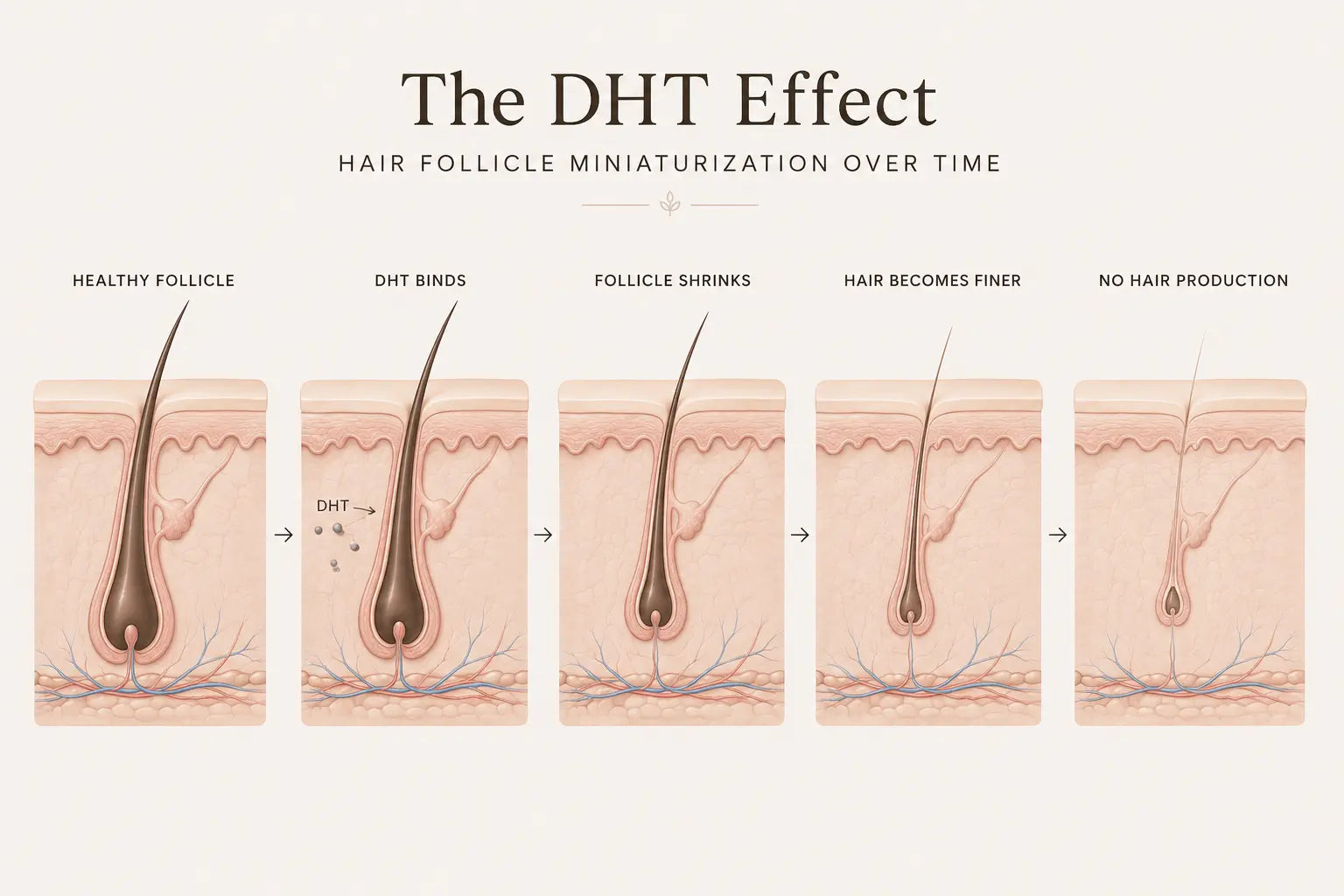 Hair follicle miniaturisation over time